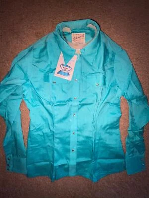 CAMISA VAQUERA WESTERN ROCKMOUNT AZUL AQUA 36 38 NUEVA MUJER AÑOS 60 70 DE COLECCIÓN Foto 1 de 4