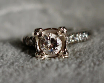 1Ctw White Round Cut Engagement Wedding Antique Ring Solid 14K White Gold - Image 1 of 4