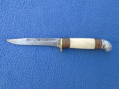 Vintage Western Boulder Colorado Hunting Knife White Handle - Image 1 of 4
