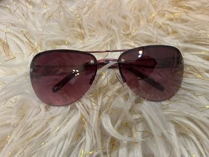 Vintage Y2K Mudd lila/pink ombre Gläser randlose Sonnenbrille roségoldfarbenes Metallgestell - Bild 1 von 16