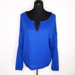 We the Free royalblau Glockenärmel Waffelstrick Top Gr. Small - Bild 1 von 13