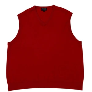 Club Room Sweater Mens Size XL Red Vest V Neck 100% Cashmere Pull Over Preppy - Picture 1 of 8