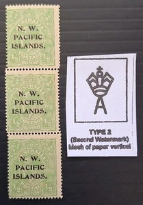 1915- Australia Strip 3X1/2d Green KGV Stamps N.W.P.I. O/P Misaligned perfs MUH - Picture 1 of 3