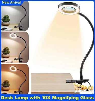 10X LED Magnifier Glass Desk Lamp With Light Stand Clamp Beauty Magnifying Lamp - Image 1 of 4