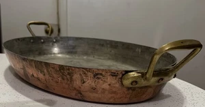 E. DeHillerin de colección Sartén ovalada de cobre para freír pescado hecha en Francia 16”x 10” - Imagen 1 de 12