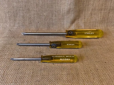RARE Stanley Hollands Amber Yellow Handle Pozidrive Engineers Screwdrivers Tools - Image 1 of 4