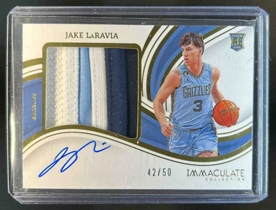 2022-23 Immaculate Jake LaRavia Premium Patch Auto RC #42/50 Grizzlies - Image 1 of 2