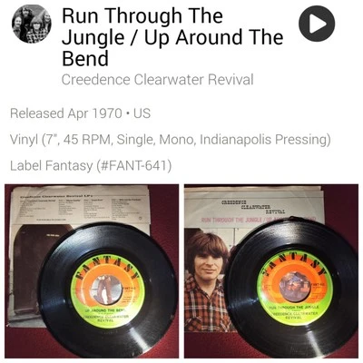 Creedence Clearwater- Run Through The Jungle: Up Around The Bend/45rpm/ W-cover! - Image 1 of 4