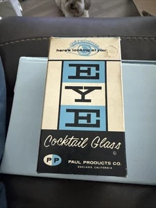 Vintage 50er Jahre Neuheit AUGE Cocktailglas im Originalkarton ~ Bargeschirr AUGE IM GLAS - Bild 1 von 10