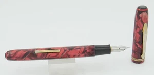 Wearever Burgundy Pearl Marble & Gold Faceted Fountain Pen - Fine Nib - 1930's - Picture 1 of 5