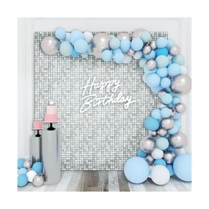 Shimmer Wall Backdrop Silver Square Sequin Wall Panel Backdrop Decor for Wedd... - Picture 1 of 5