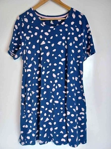 Joules Dress Size 6 Blue Stretch Cotton Jersey Print Casual Pockets Short Sleeve - Picture 1 of 7