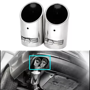 2× Edelstahl Endrohre Auspuff Auspuffblende für VW Golf 6 7 Tiguan Touran Passat - Afbeelding 1 van 6