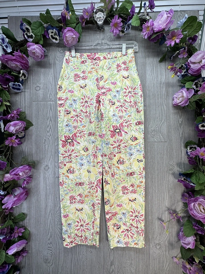 Brooks Brothers Floral Pants Size 4 Womens Dress Pants Yellow Flowers - Image 1 of 4