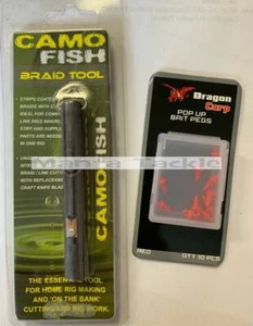 NUEVO Cortador de línea de trenza de carpa Cortador de trenza recubierto Cortes de trenza + clavijas de cebo emergente Boilie - Imagen 1 de 1