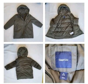 Gap Boys Snorkel Long Puffer Green Hood Warm Winter Coat Size XS 4/5 - Picture 1 of 6