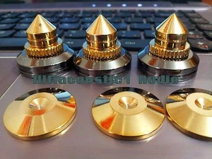 3Set hifi 28mm Speaker Spike Stand Amp Isolation feet Base brass spikes  - Picture 1 of 5