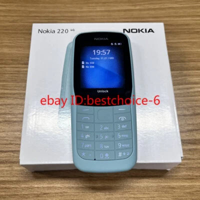 Unlocked Nokia 220 4G FM radio Bluetooth 0.3MP 24MB 16MB RAM cell Phone Dual SIM - Image 1 of 4