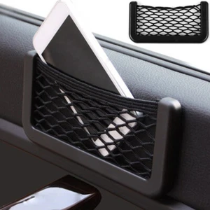 Car Body Edge Black Elastic Net Mesh Storage Phone Holder Interior Accessories - Bild 1 von 12