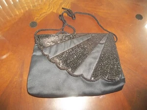 Purse Black Sequin Shoulder Clutch - Picture 1 of 4