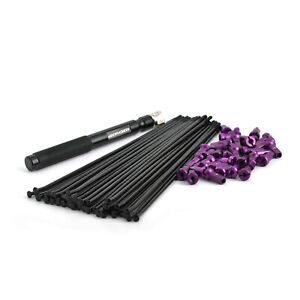 MXCHAMP Black Stainless Spoke & Purple Nipple Kits-18" Rear for Yamaha WRF YZF
