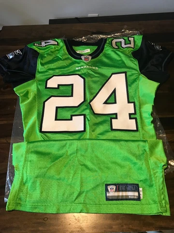 Vintage 2009 Neon Reebok Game Cut Seattle Seahawks Marshawn Lynch Jersey Sz 44 Cover