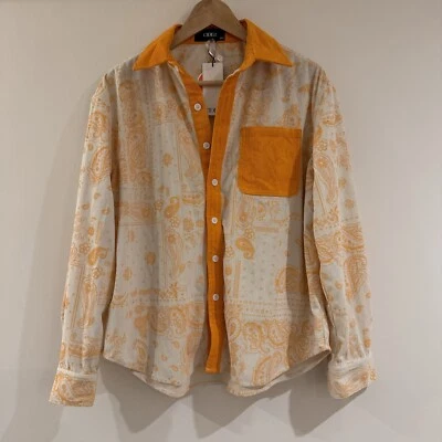 Cider Shop Cider Orange Unique Bold Button Up Shirt Teens Size XXS - Image 1 of 4