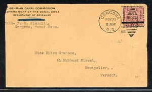 CANAL ZONE Postal History: LOT #25 1906 2c/1P (17b) GORGONA - MONTPELIER VT $$$ - Picture 1 of 2