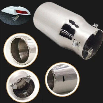 1 Pcs Car Rear End Exhaust Pipe Tail Muffler Chrome Glossy Stainless Steel Tip - Image 1 of 4