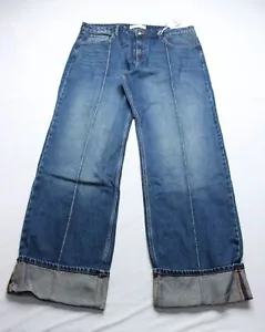 Mango Women's Mid Waist Regular Fit Turn Up Hem Straight Jeans AW5 Blue US: 12 - Picture 1 of 4