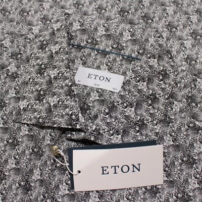 Camisa de vestir Eton nueva con etiquetas talla 42 16,5 calce ajustado negro/blanco estampado abstracto de cebra Foto 1 de 4