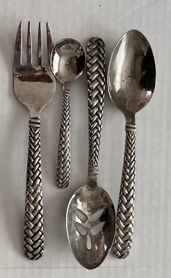 Godinger Basketweave 马术编织银盘餐具服务件 x4 — 第 1/4 张图片