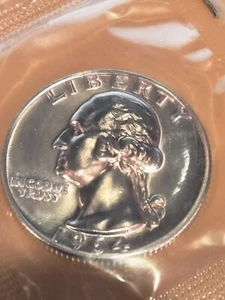 Cuarto de dólar Washington 1964 prueba en violonchelo como nuevo - Imagen 1 de 2