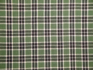 Green Black White Plaid Woven Cotton Homespun Fabric | Quilt Sewing Home Decor - Picture 1 of 9