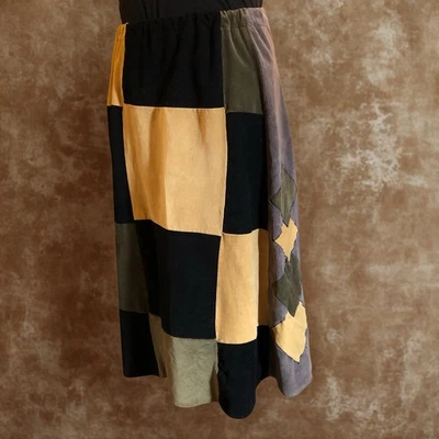 Maxi Falda Para Mujer Patchwork Pana Pesada Hippie Festival Talla XL Marrón Tostado Foto 1 de 4