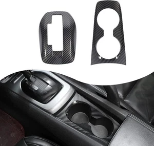 Carbon Fiber Front Cup Holder Panel Trim + Gear Shift Box Cover Kit for...  - Picture 1 of 7