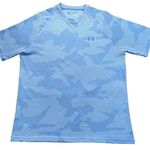 Under Armour Shirt Herren Large Blau Puzzle Camouflage Training Active Wear Lg - Bild 1 von 15