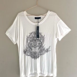 Religion white t shirt relaxed fit XS black print grunge short sleeved - Picture 1 of 8