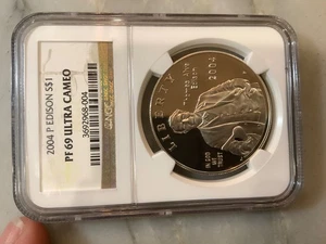2004 P NGC PF 69 Ultra Cameo Silver 1oz Coin Edison Commemorative UNC - Picture 1 of 2