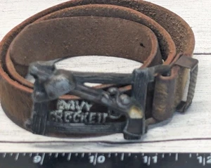 Vintage Davy Crockett Rare Belt Buckle Flintlock Pistol with Great Hide Belt - Picture 1 of 8