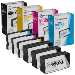 Zestaw wkładów LD 6pk COMP do HP 950 XL 951XL czarny cyjan purpurowy żółty 8100 - Zdjęcie 1 z 9