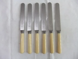 Vintage Viners Art Deco Style Dinner Knives x 6  Stainless Steel Length 24 cm - Picture 1 of 8