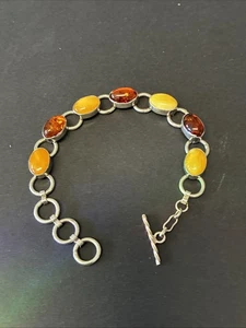 "Brazalete de eslabones Jay King DTR ámbar báltico caramelo/miel esterlina 6-7""" - Imagen 1 de 13