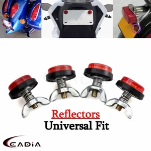 4x License Plate Tag Reflectors Bolts Nuts For Harley Honda Suzuki Kawasaki BMW - Picture 1 of 10