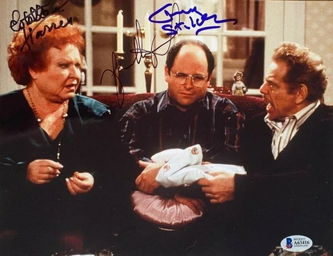 Jason Alexander Estelle Harris Jerry Stiller Seinfeld autographed 8x10 Photo COA Cover