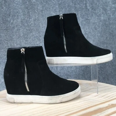 Steve Madden Shoes Womens 9 M Saidi Wedge Sneakers Black Leather Zip Round Toe - Image 1 of 4