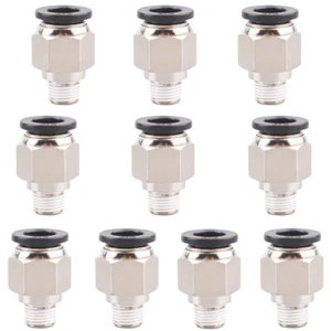 (Qty 10) OD 1/2" Tube x 1/8" NPT Pneumatic Fitting, Push To Connect Air Fitting - Picture 1 of 7