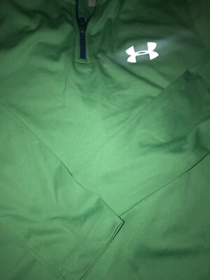 UNDER ARMOUR HEATGEAR Pullover Long Sleeve Shirt YOUTH MEDIUM Green W/ Blue Trim - Image 1 of 4