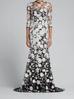 $3995 Naeem Khan Women's White Floral Embroidered Lace Silk Gown Dress Size 8