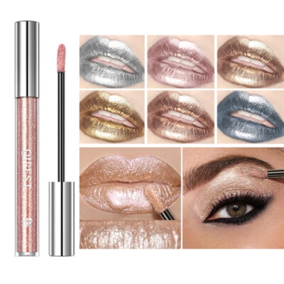 Glitter Shiny Lipstick Liquid Metallic Lip Gloss Glaze Long Lasting Eyeshadow  ♢ - Image 1 of 4